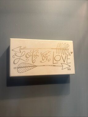 Canvas Wall Art 'Lot of Love' in Cream and Gold 4x6